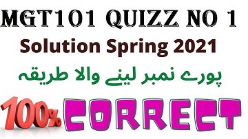 MGT101 Quiz no 1 Solution Spring 2021 | Must Watch