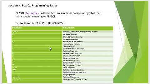 Pl/SQL Programming Language Delimiters