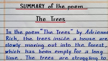 NCERT | The Trees | poem | summary | critical analysis | central idea | class 10 | English