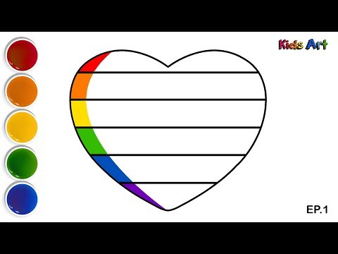 วาดรูป ระบายสี หัวใจสีรุ้ง | Kids Art ⭐