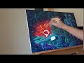 Nightscene with fire  oil painting process  visionary art