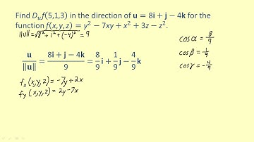 LO 102 Find the directional derivative of a function of three variables