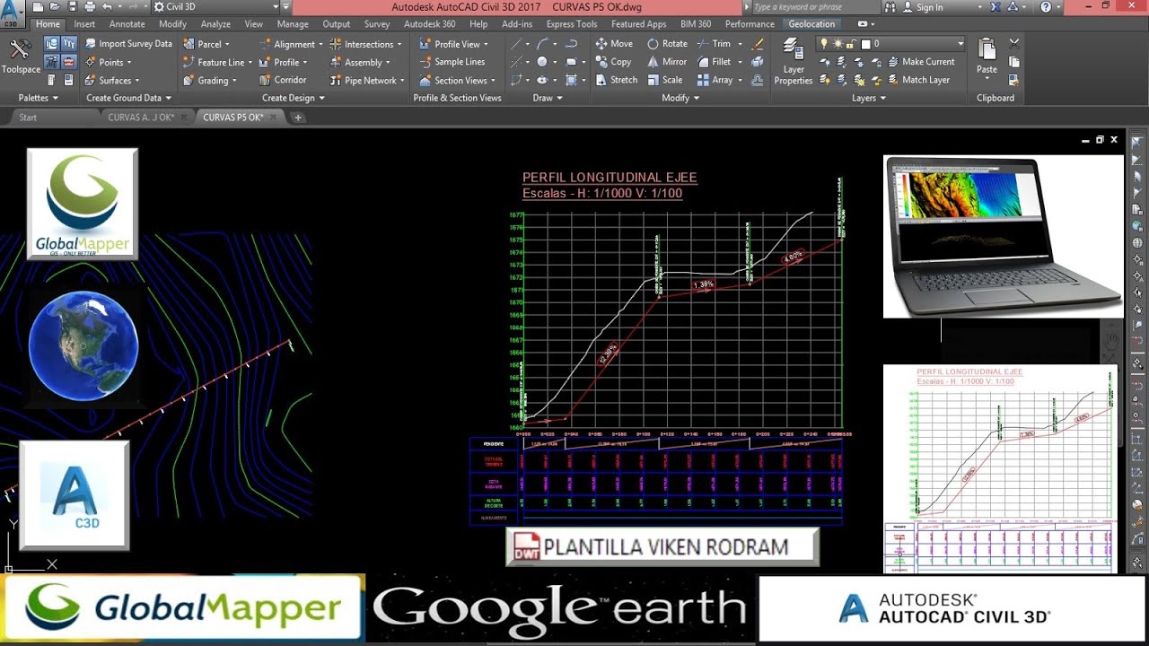 CREAR SUPERFICIES CON GOOGLE EARTH - GLOBAL MAPPER - CIVIL 3D - YouTube