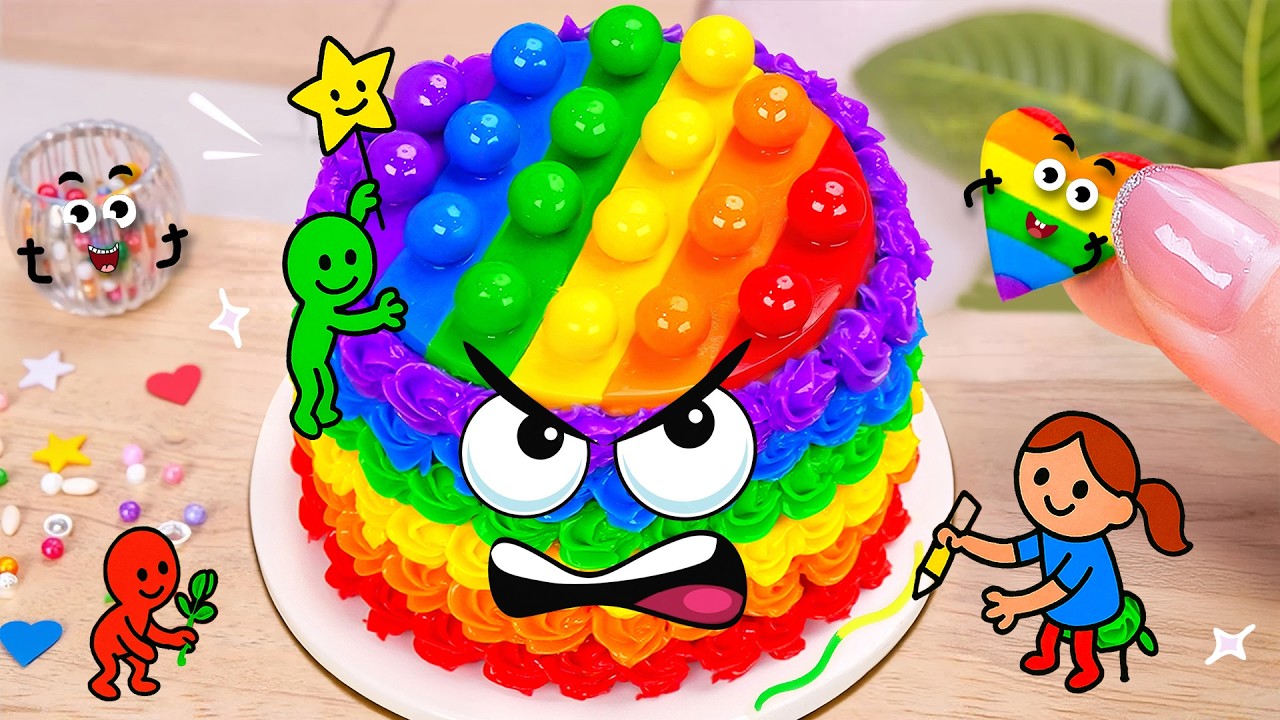 🌈 Wonderful Rainbow Cake with Sweet Fondant 🍰 Satisfying Doodle Style