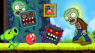 Red Ball 4 &amp; Plants vs Zombies Hills Boss Vs Caves Boss with Zombie Ball