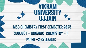 Vikram University Ujjain Msc Chemistry 1st Sem Sub - Organic Chemistry - I Syllabus #viralvideo2025