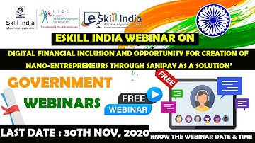 NSDC E-skill India Free Online Webinar on Entrepreneurship | Free Government Certificate