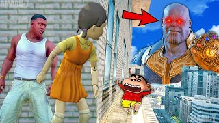 Franklin and Shinchan &amp; Pinchan play HIDE AND KILL with Squid Game Doll In GTA 5
