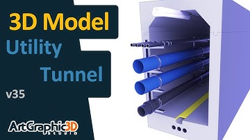 Professional Underground Pipes Utility Tunnel 3D Model | Realistic Model in 3D Blender