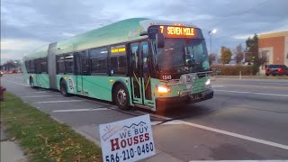 Westbound DDOT bus 1543 XD60 NFI articulated 2015 on Route 7 7 Mile to Meijer Old Redford (60FPS)