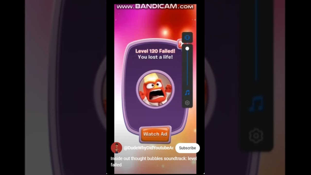 Inside out: thought bubbles level 120 fail, but i added angry birds 2 fail and glass breaking sounds