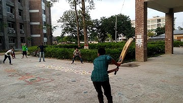 ICT Doshomik playing cricket at MBSTU Cafeteria 4-5-2018