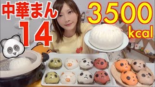 【MUKBANG】 Yokohama Chinatown's Cute Panda Buns!! Stewed, Spicy Buns..Etc 14 Items, 3500kcal[Use CC]
