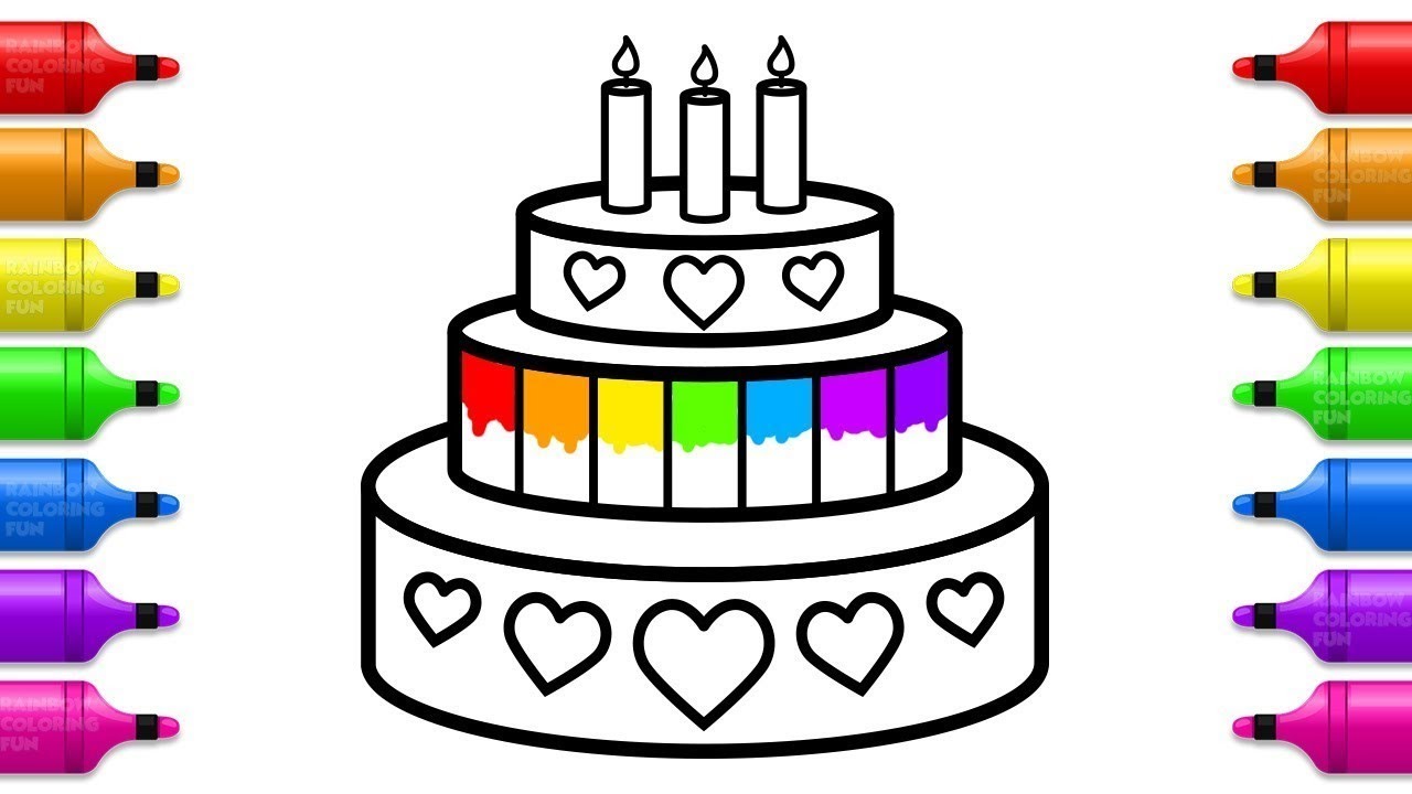 Cake Drawing Colouring and Painting for Kid's & Toddlers | How to Draw Cake