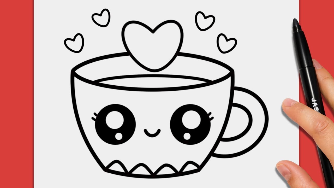 How to Draw a Cute Kawaii Cup with Heart Step by Step | Easy Drawing for Kids 