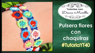 Pulsera de Flores con Chaquiras estilo Huichol #TutoriaYt40