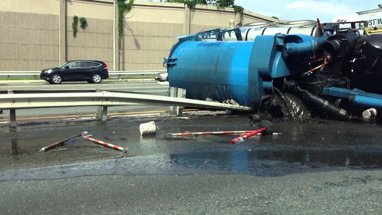Truck flips over in front of us on I 95 this afternoon 07-02-13 - YouTube
