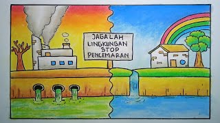 Cara menggambar poster tema lingkungan | poster lingkungan hidup Cara menggambar poster tema lingkungan | poster lingkungan hidup