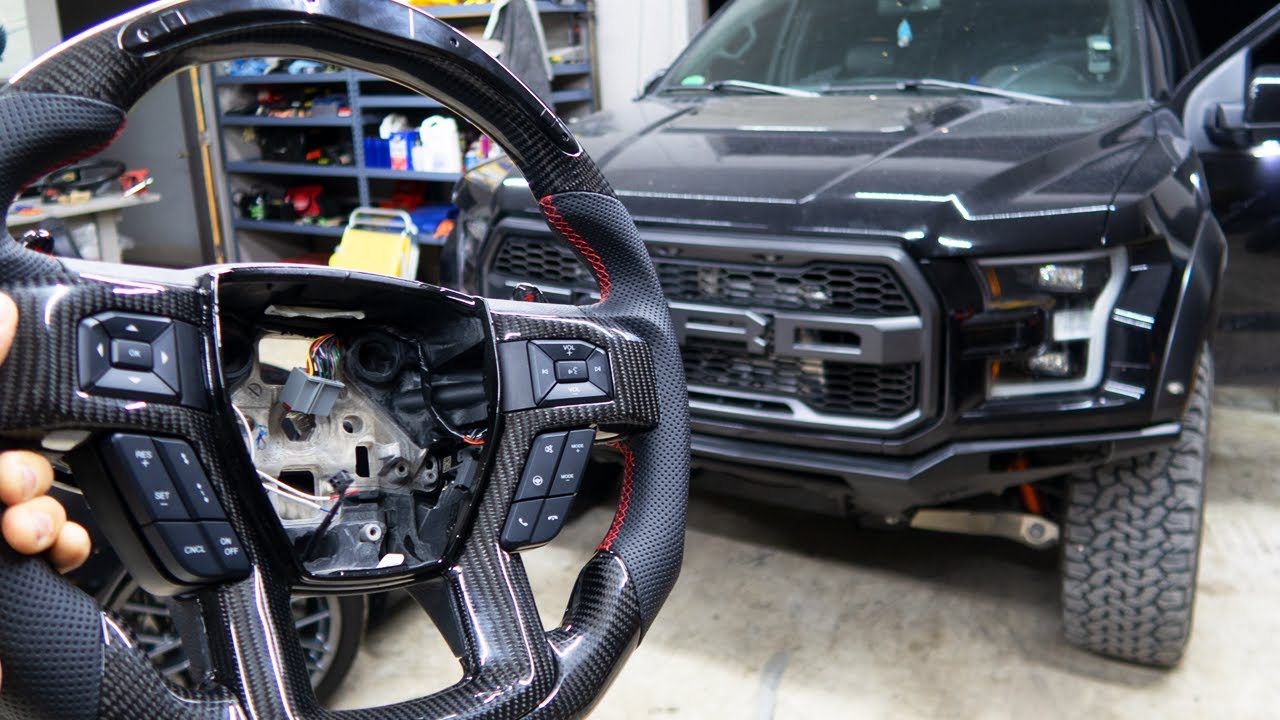 Raptor gets Insane Carbon fiber LED STEERING WHEEL YouTube