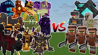 CATACLYSM & ASTEMIR'S FORESTCRAFT BOSSES vs VILLAGER MOBS TEAM (Minecraft Mob Battle)