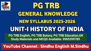 PG TRB General knowledge Unit-I History of India / MCQS / New Study Materials 2025-2026