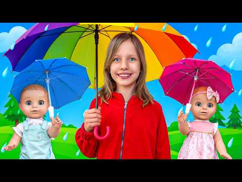 Children's song "Rain, Rain, Go Away" | Colors in Spanish | Rain, rain, go away | Alex and Nastya