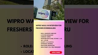 Wipro Walk-in Interview for Freshers in Bengaluru | Link in Description #walkininterview #fresherjob