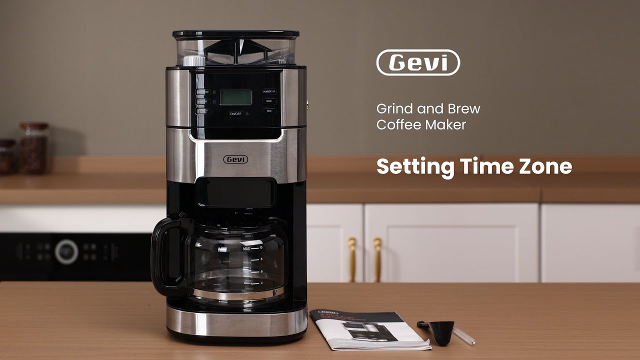 How to Set your Time Zone on your Gevi 10-Cup Drip Coffee Maker with Built-in Grinder