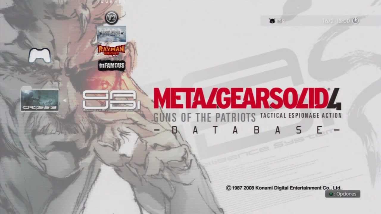 DESCARGAR METAL GEAR SOLID 4 DATABASE (ACTUALIZADO) - YouTube