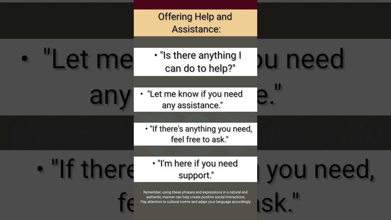 Expressions for Social Interactions "Offering Help and Assistance" 