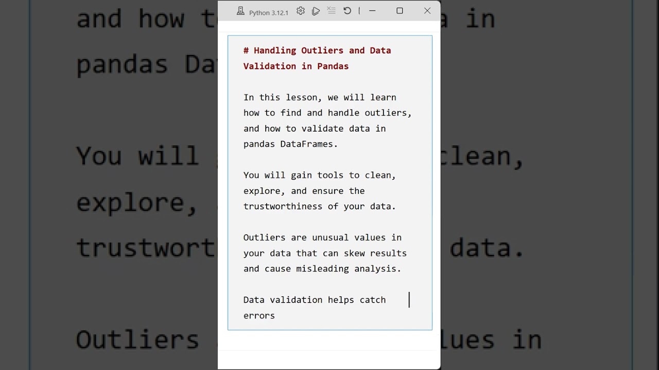 01 Introduction to Outliers and Data Validation in Pandas