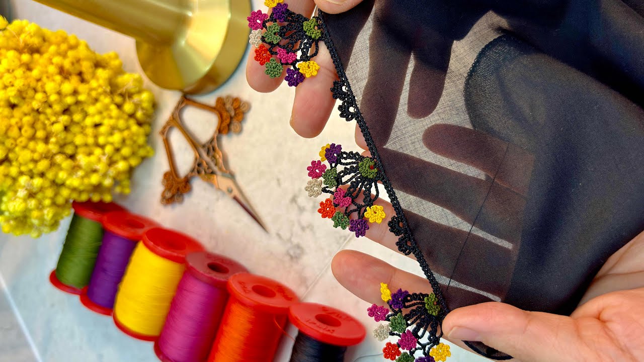 202/🔥 Gösterişte Zirve! 💎 Siyah Yazma Kenarı Yeni Tığ Oyası 🌸✨ Adım Adım Detaylı Anlatım