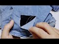 The perfect way to beautifully repair a hole in your denim shirt with just a needle and thread