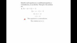 Identify Conditional Equations, Contradictions, & Identities