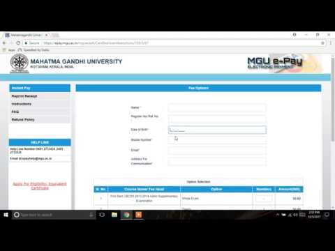 MG University Supplementary online payment