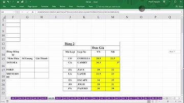 EX102   06   HLOOKUP, VLOOKUP, INDEX, MATCH, IF, tính phần trăm, COUNTIF, SUMIF p02