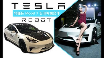 Tesla model 3 bodykit Robot style with dry carbon fiber hood front lip rear diffuser side skirt