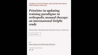 Priorities in updating training paradigms in orthopedic manual therapy: an internatio... | RTCL.TV