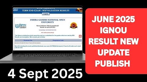IGNOU June 2025 exam result new update Publish - 4 sept | IGNOU June 2025 result declared 