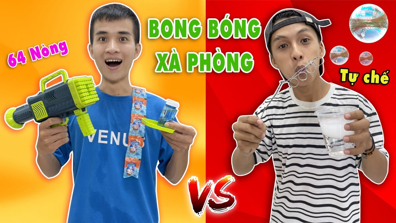 Đồ chơi súng thổi bong bóng 56 nòng vs Ống thổi bong... - youtube