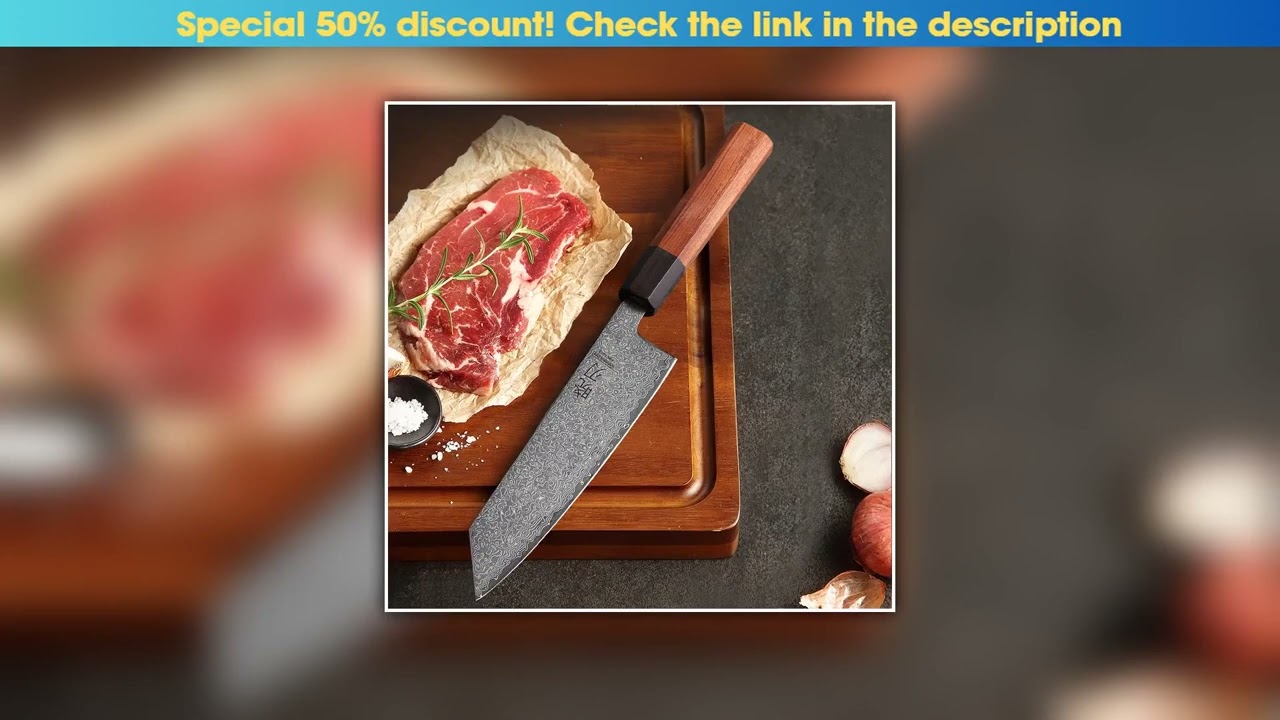Review 7-inch Japanese Kiritsuke Chef Knife Damascus Steel Sharp Cutting Meat Vegetable Cleaver Han