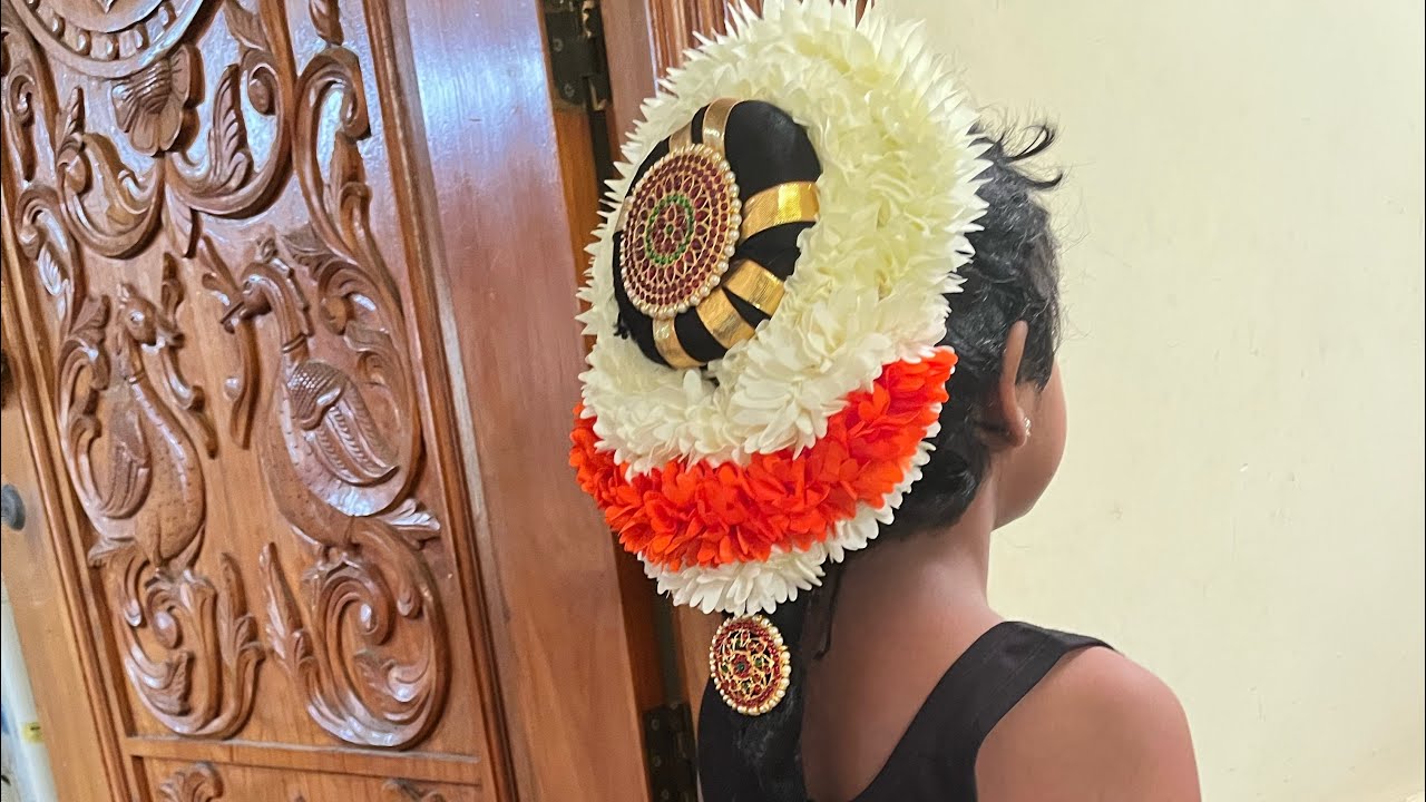 Bharathanatyam hairstyle on wig | Short hair| simple hair do 