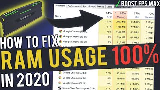 🔧How To Fix 100% RAM Usage While Gaming ✅ Fix High RAM Usage | Windows 10 | 2020!