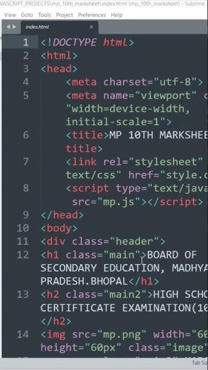 Create MP 10th marksheet using HTML, CSS AND JAVASCRIPT -create ...