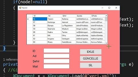 C# XML Dosyası - Veri Çekme, Ekleme, Silme, Güncelleme İşlemleri