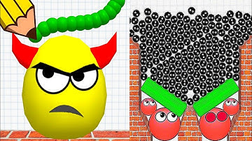 Draw to Smash Puzzle Game VS Hide Ball Brain Teaser Logic || Gameplay Double Mix