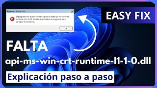 Error falta api-ms-win-crt-runtime-l1-1-0.dll en el equipo | Cómo arreglarlo | 3 soluciones | 2023