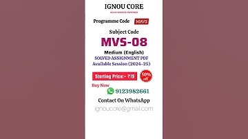 MVS 08 Solved Assignment PDF 2024-25 in English, PGDAB program MVS-08 Solved assignments