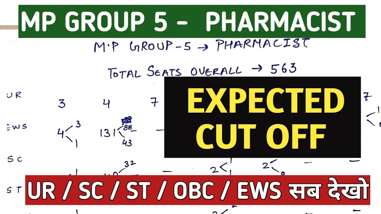 MP GROUP 5 - PHARMACIST 2023 भर्ती - EXPECTED CUT OFF - TOTAL SEATS , EXAM LEVEL , MARKS  CUT OFF