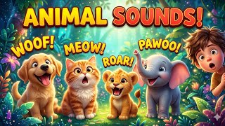 Animal Sounds Song 🐶🐱 Kids Learning Woof Meow Moo Rhyme